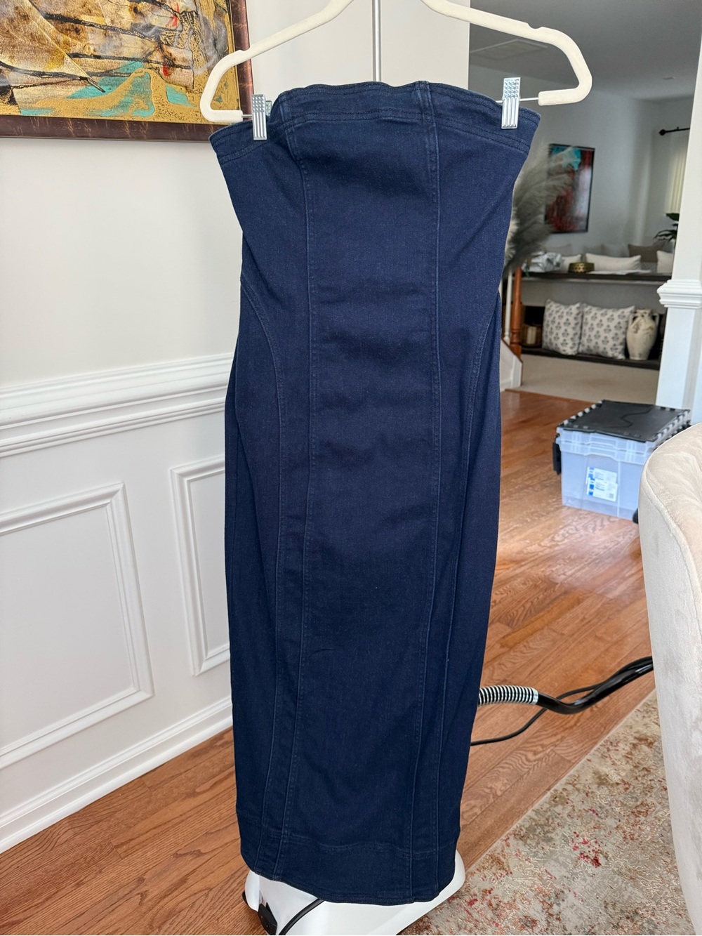 Pilcri Strapless Navy Denim Dress by Anthropology